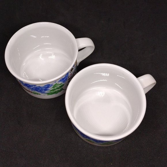 2 Studio Nova Christmas Cocoa Mugs Wide Mouth Soup Mug Reindeer & Snowman - Picture 5 of 8